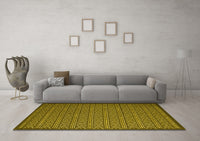 Machine Washable Abstract Yellow Contemporary Rug, wshcon1121yw