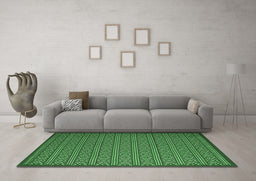 Machine Washable Abstract Emerald Green Contemporary Area Rugs in a Living Room,, wshcon1121emgrn