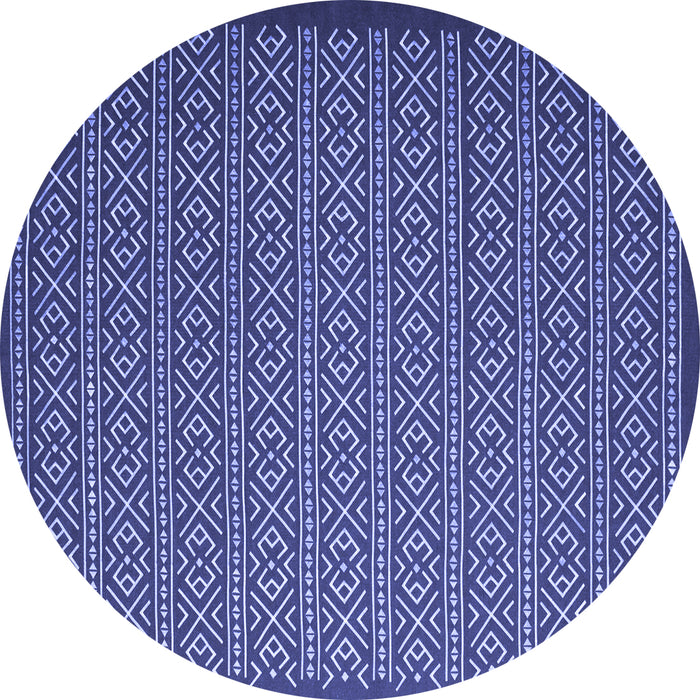 Round Abstract Blue Contemporary Rug, con1121blu