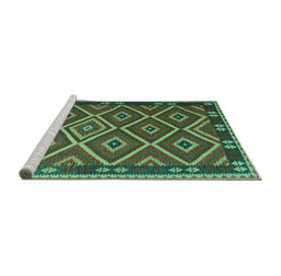 Sideview of Machine Washable Oriental Turquoise Traditional Area Rugs, wshcon1122turq