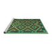 Sideview of Machine Washable Oriental Turquoise Traditional Area Rugs, wshcon1122turq