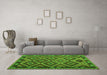 Machine Washable Oriental Green Traditional Area Rugs in a Living Room,, wshcon1122grn