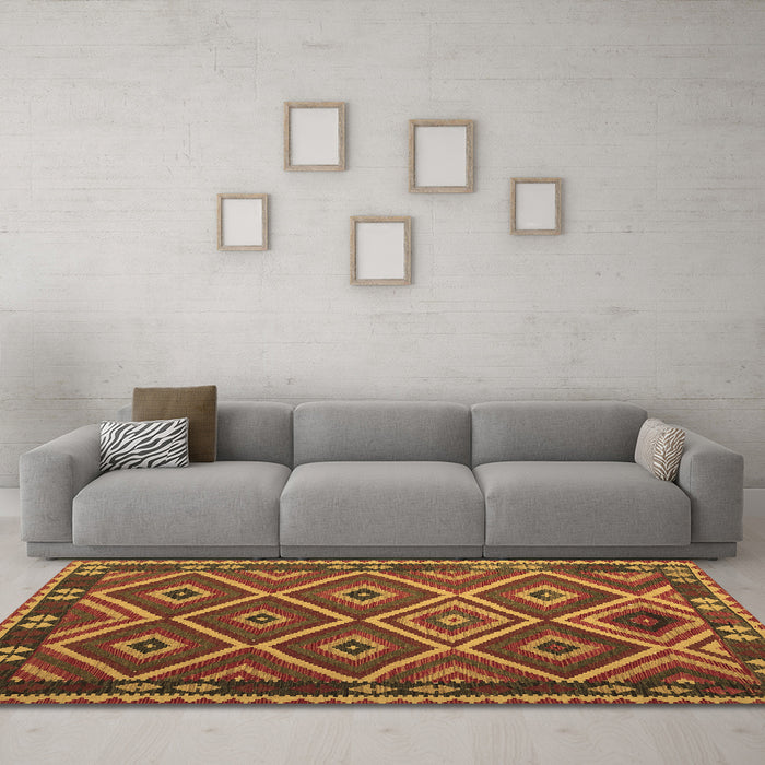 Machine Washable Oriental Brown Traditional Rug in a Living Room,, wshcon1122brn