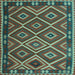 Square Machine Washable Oriental Light Blue Traditional Rug, wshcon1122lblu