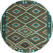 Round Machine Washable Oriental Light Blue Traditional Rug, wshcon1122lblu