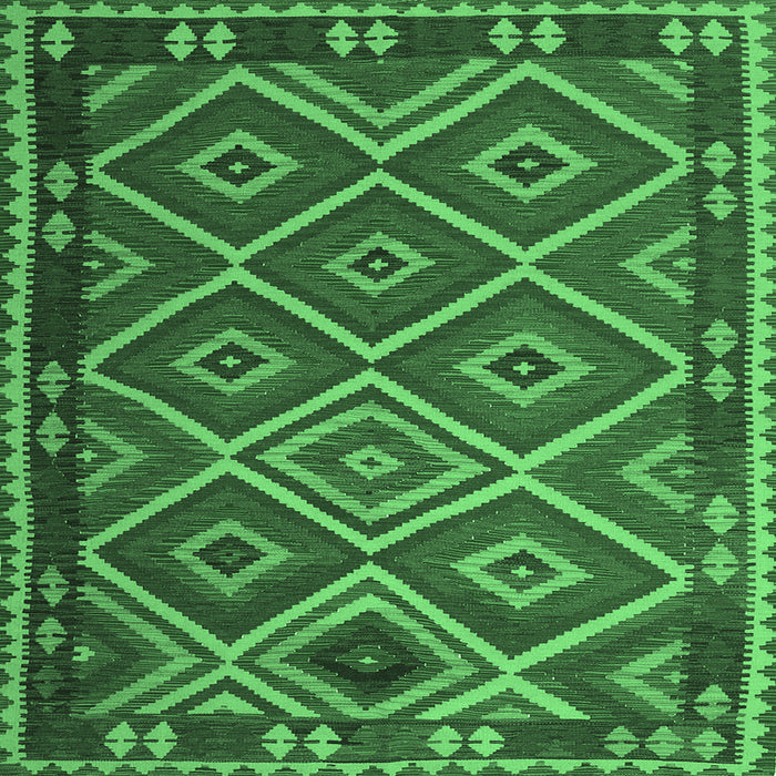Square Machine Washable Oriental Emerald Green Traditional Area Rugs, wshcon1122emgrn