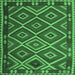 Square Machine Washable Oriental Emerald Green Traditional Area Rugs, wshcon1122emgrn