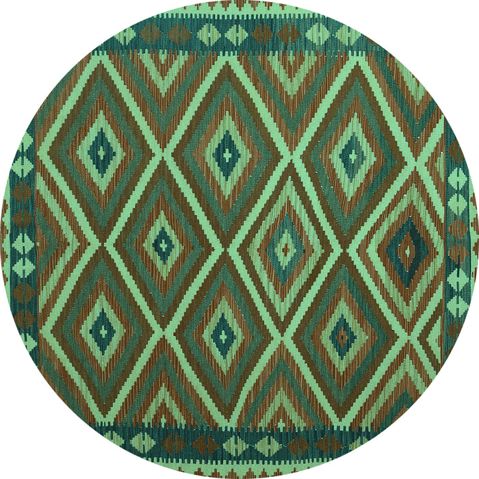 Round Oriental Turquoise Traditional Rug, con1122turq