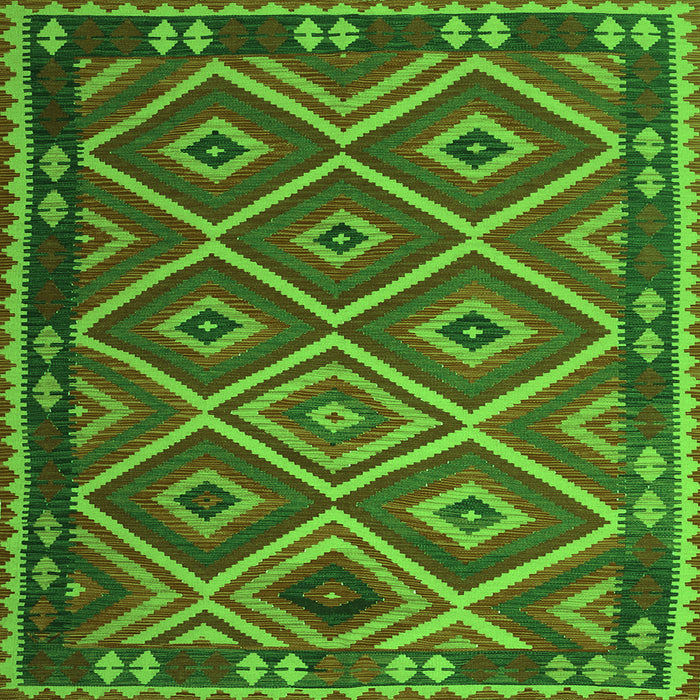 Round Machine Washable Oriental Green Traditional Area Rugs, wshcon1122grn