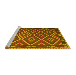 Sideview of Machine Washable Oriental Yellow Traditional Rug, wshcon1122yw