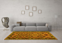 Machine Washable Oriental Yellow Traditional Rug, wshcon1122yw