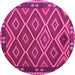 Round Machine Washable Oriental Pink Traditional Rug, wshcon1122pnk