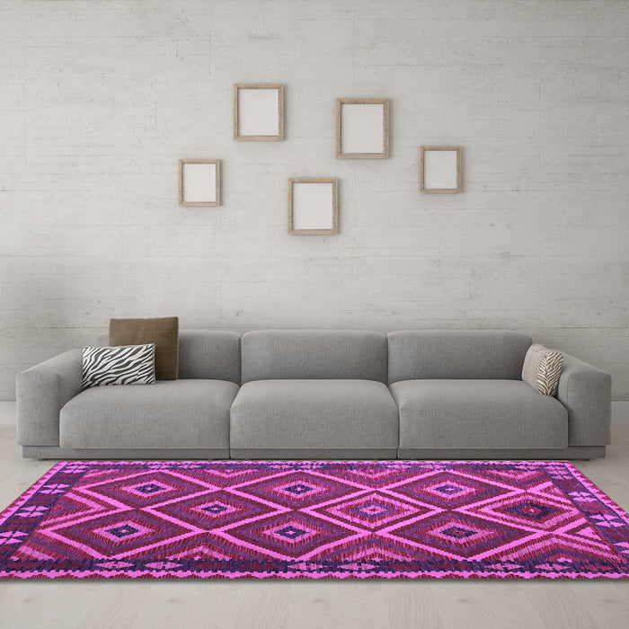 Machine Washable Oriental Purple Traditional Area Rugs in a Living Room, wshcon1122pur