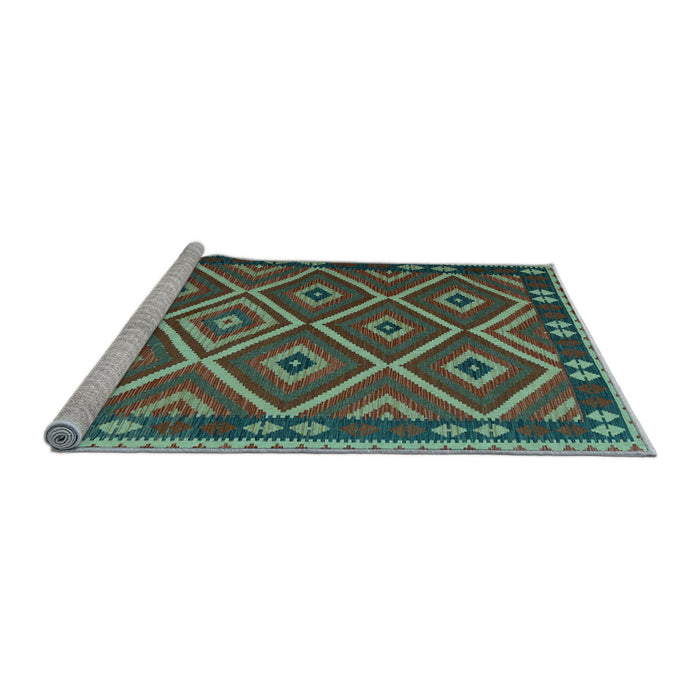 Sideview of Machine Washable Oriental Light Blue Traditional Rug, wshcon1122lblu