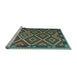 Sideview of Machine Washable Oriental Light Blue Traditional Rug, wshcon1122lblu