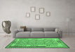 Machine Washable Southwestern Emerald Green Country Area Rugs in a Living Room,, wshcon1123emgrn