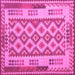 Square Machine Washable Southwestern Pink Country Rug, wshcon1123pnk