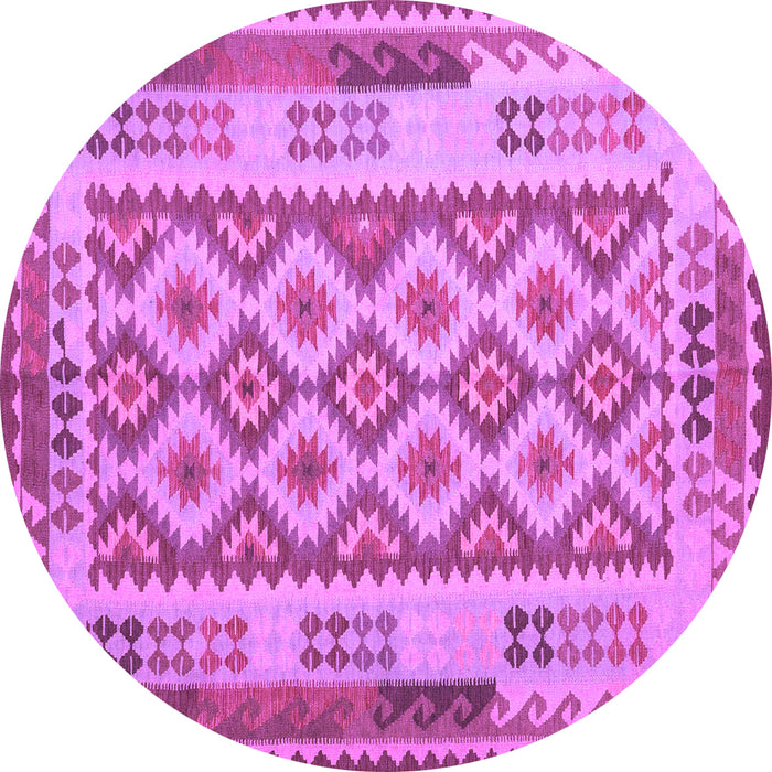 Round Machine Washable Southwestern Purple Country Area Rugs, wshcon1123pur