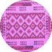 Round Machine Washable Southwestern Purple Country Area Rugs, wshcon1123pur