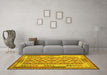 Machine Washable Southwestern Yellow Country Rug in a Living Room, wshcon1123yw