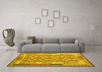 Machine Washable Southwestern Yellow Country Rug, wshcon1123yw