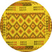 Round Southwestern Yellow Country Rug, con1123yw