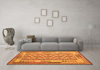 Machine Washable Southwestern Orange Country Rug, wshcon1123org