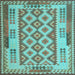 Square Machine Washable Southwestern Light Blue Country Rug, wshcon1123lblu