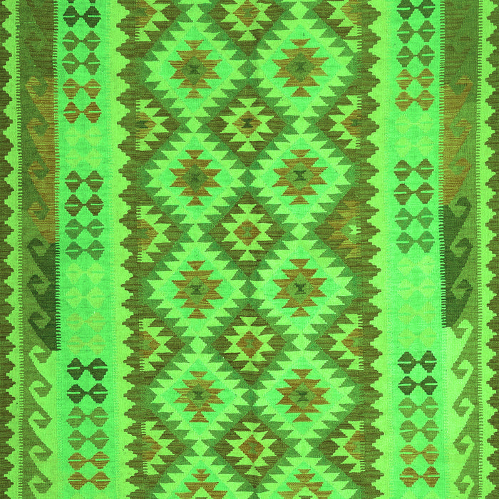 Serging Thickness of Machine Washable Southwestern Green Country Area Rugs, wshcon1123grn