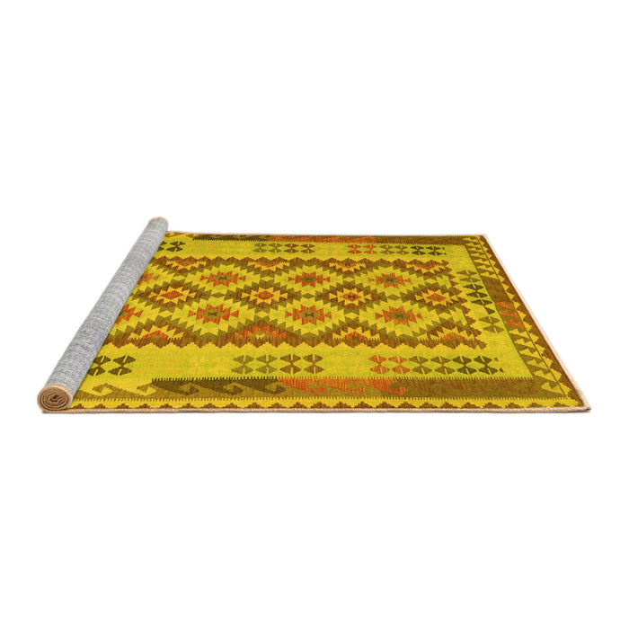 Sideview of Machine Washable Southwestern Yellow Country Rug, wshcon1123yw
