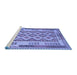 Sideview of Machine Washable Southwestern Blue Country Rug, wshcon1123blu