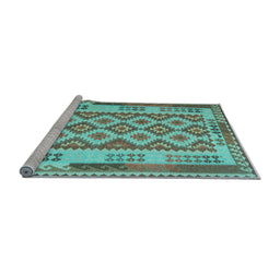 Sideview of Machine Washable Southwestern Light Blue Country Rug, wshcon1123lblu
