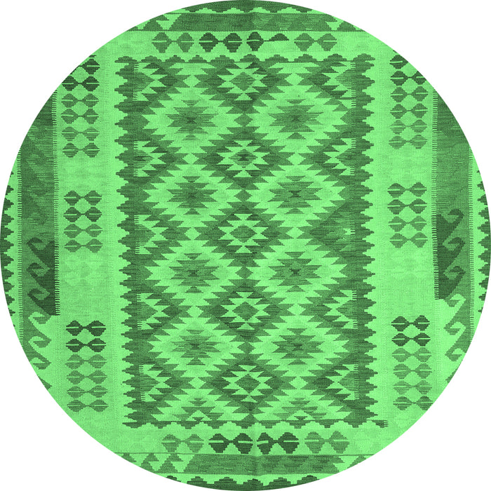 Round Southwestern Emerald Green Country Rug, con1123emgrn