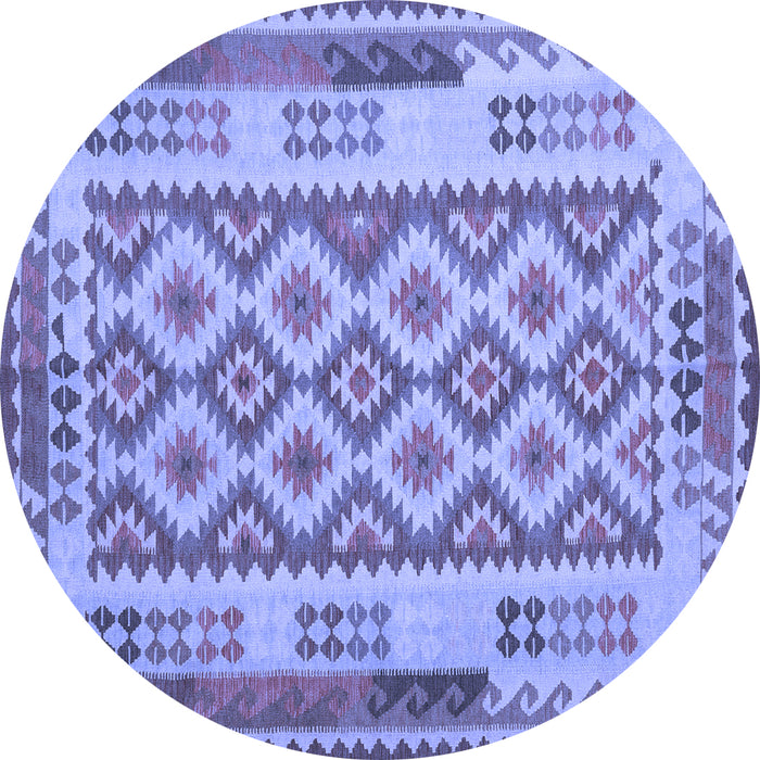 Round Southwestern Blue Country Rug, con1123blu