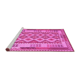 Sideview of Machine Washable Southwestern Pink Country Rug, wshcon1123pnk