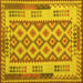 Square Machine Washable Southwestern Yellow Country Rug, wshcon1123yw