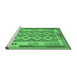 Sideview of Machine Washable Southwestern Emerald Green Country Area Rugs, wshcon1123emgrn