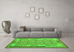 Machine Washable Southwestern Green Country Area Rugs in a Living Room,, wshcon1123grn