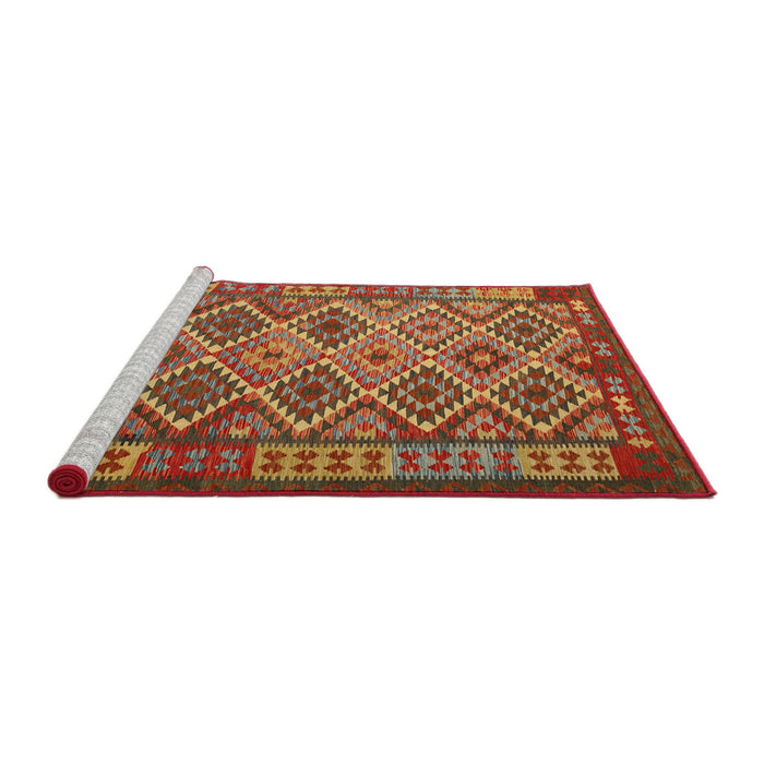 Serging Thickness of Machine Washable Contemporary Red Rug, wshcon1124