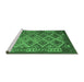 Sideview of Machine Washable Oriental Emerald Green Traditional Area Rugs, wshcon1124emgrn