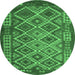 Round Oriental Emerald Green Traditional Rug, con1124emgrn