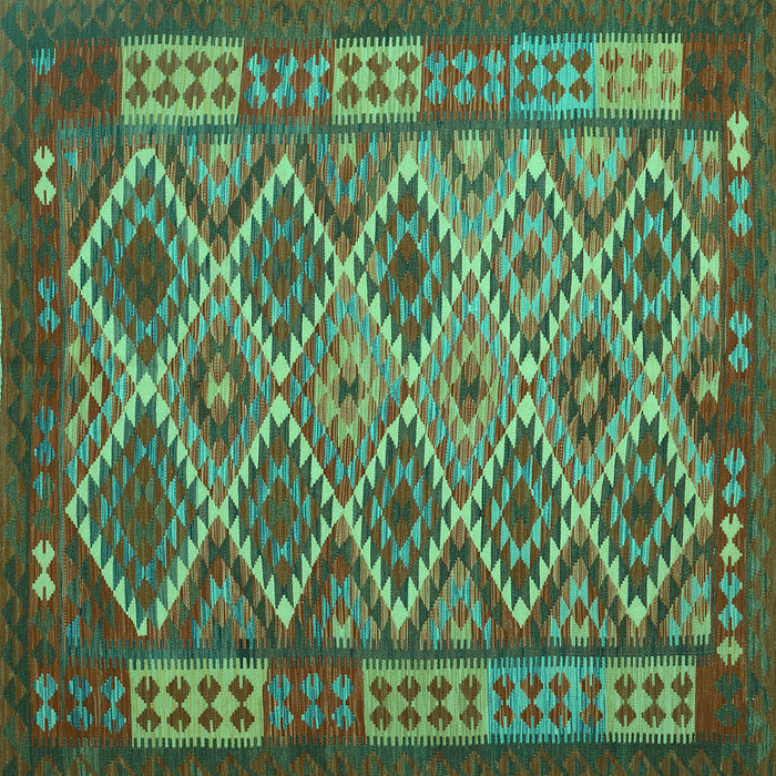 Square Oriental Turquoise Traditional Rug, con1124turq