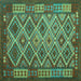 Square Oriental Turquoise Traditional Rug, con1124turq