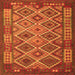 Round Machine Washable Oriental Orange Traditional Area Rugs, wshcon1124org