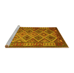 Sideview of Machine Washable Oriental Yellow Traditional Rug, wshcon1124yw