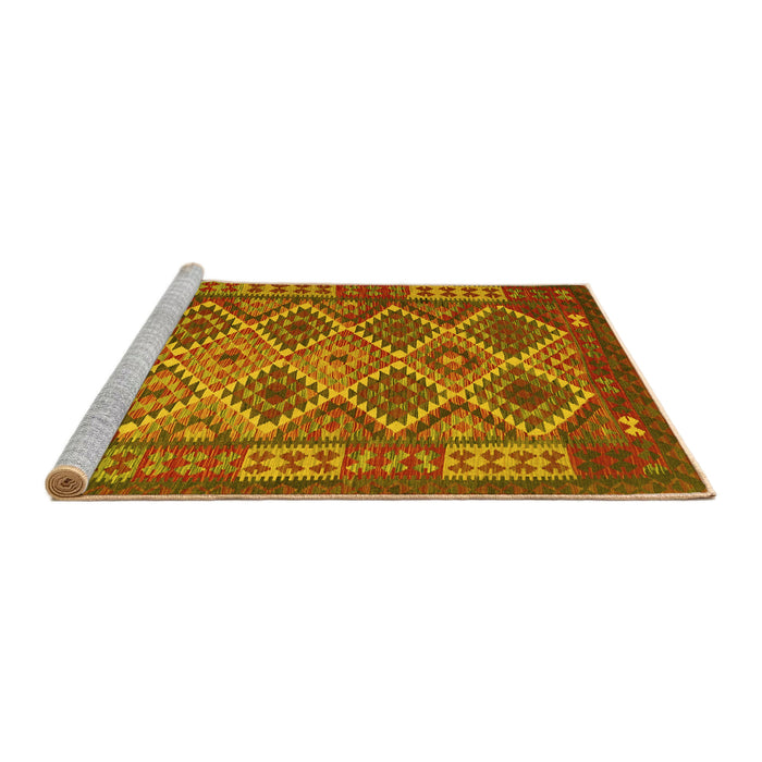 Sideview of Machine Washable Oriental Yellow Traditional Rug, wshcon1124yw