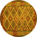 Round Machine Washable Oriental Yellow Traditional Rug, wshcon1124yw