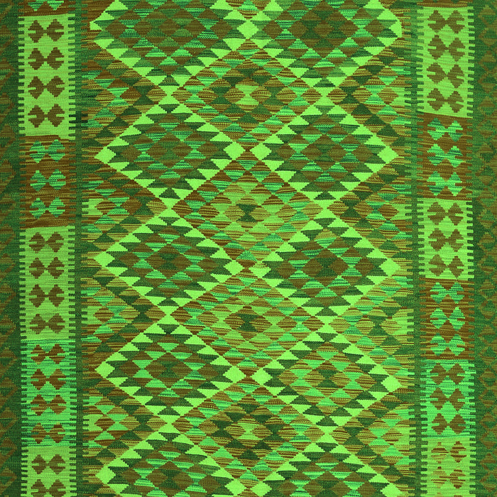 Serging Thickness of Machine Washable Oriental Green Traditional Area Rugs, wshcon1124grn