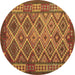 Round Machine Washable Oriental Brown Traditional Rug, wshcon1124brn