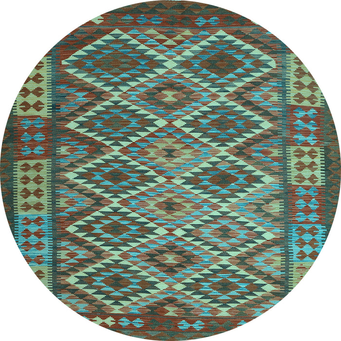 Round Machine Washable Oriental Light Blue Traditional Rug, wshcon1124lblu